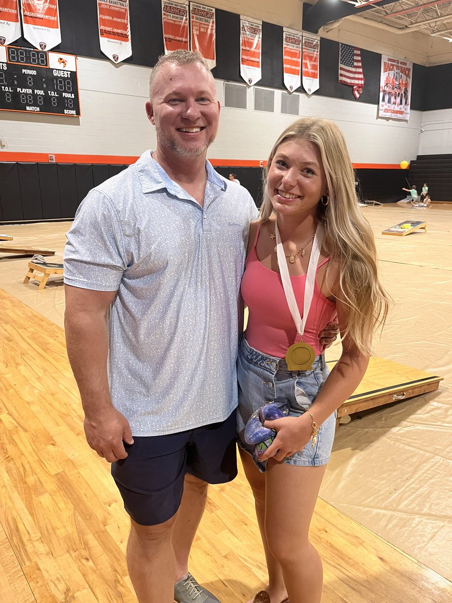 PresMiller21's tweet photo. Played cornhole for Father’s Day at church! Me and my dad got a little hardware. 

Thank you Daddy for your constant support and encouragement! I love you so much❤️❤️ https://t.co/mBKPvcMgX8