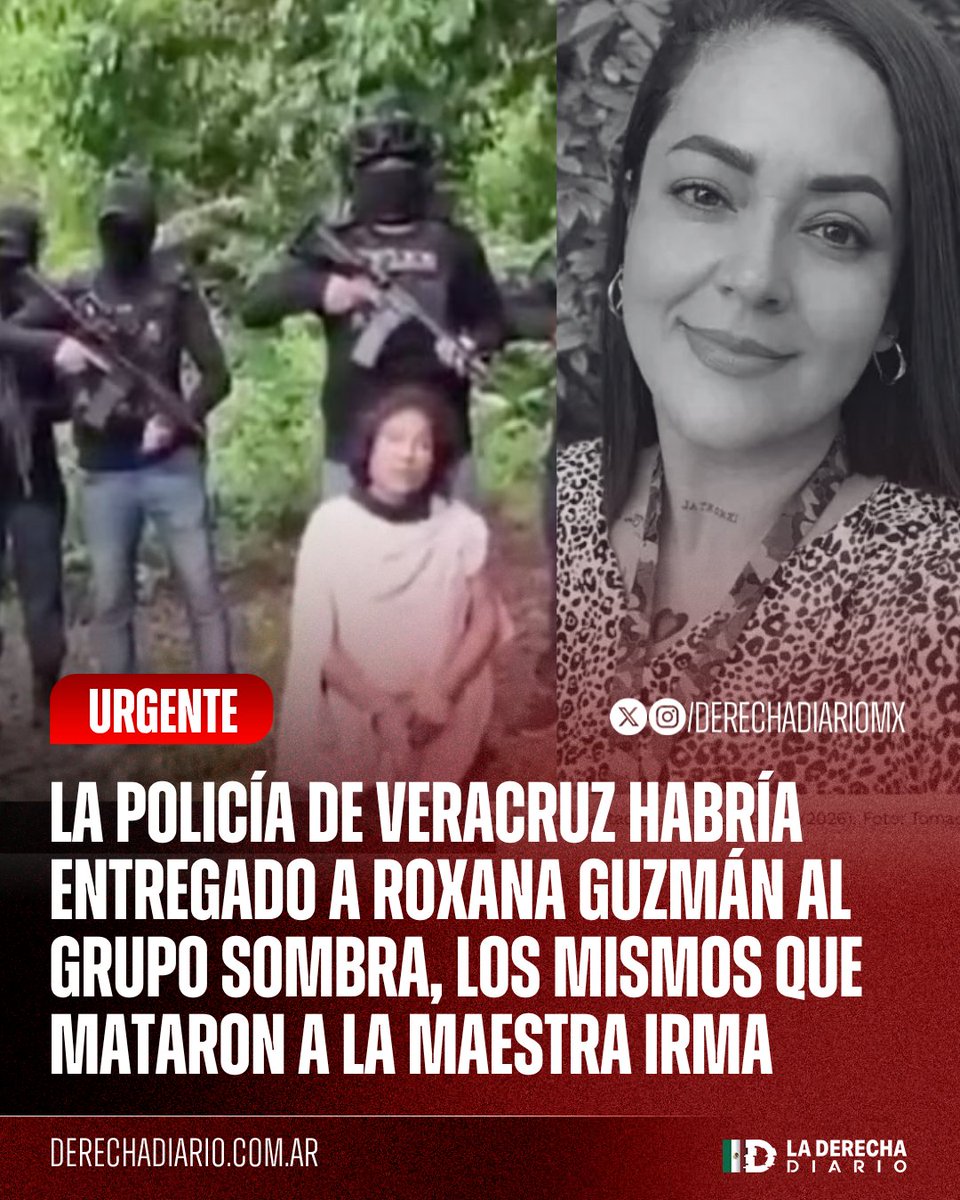 DerechaDiarioMX's tweet photo. 🚨🇲🇽 | #URGENTE Los policías involucrados en el secuestro de Roxana Guzmán habrían entregado a la periodista al Grupo Sombra, conocidos también como la Mafia Veracruzana, el mismo grupo que asesinó a la maestra Irma por no pagar extorsión y que gozan de protección del gobierno de Rocío Nahle.

De acuerdo con el periodista Héctor de Mauleón, los terroristas habrían ejecutado y calcinado el cuerpo de la reportera en un tambo encontrado por agentes de la Marina.