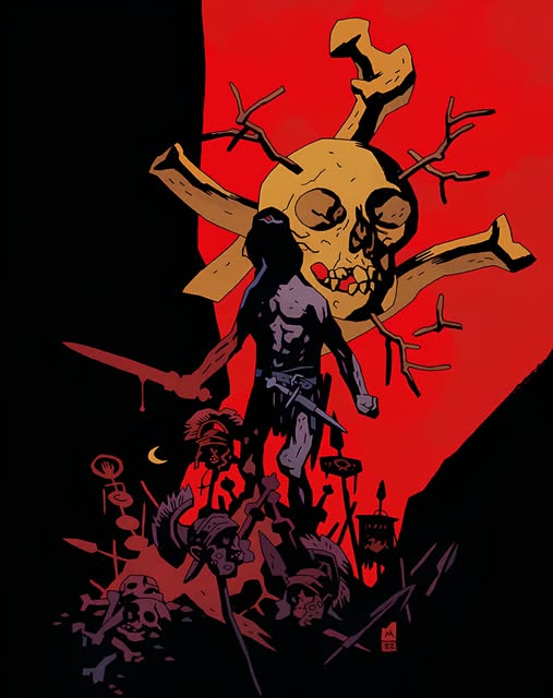 fabiaschi's tweet photo. Rumor has it that Bran Mak Morn is set to return to the Howardverse through Titan Comics. While we wait, here's a wonderful 2022 pin-up by Mike Mignola. https://t.co/1GctsEYvBY
