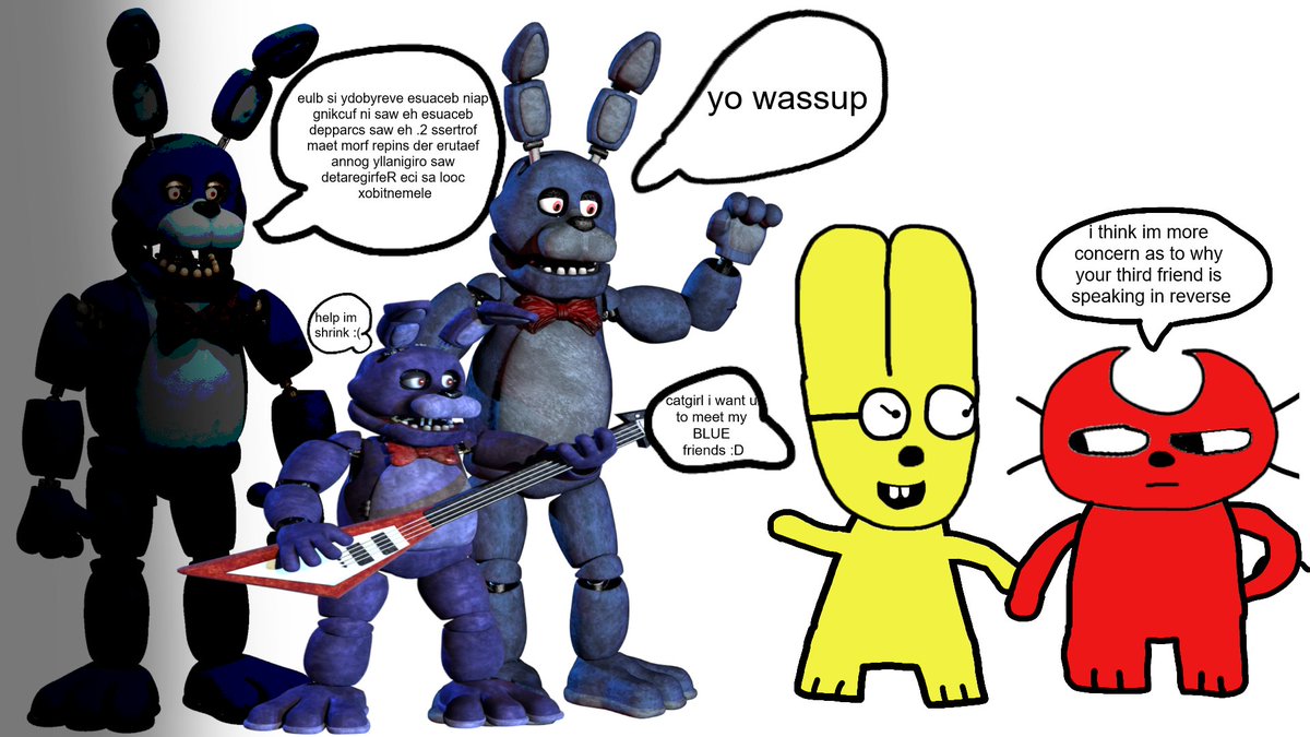 theengin435914's tweet photo. bnuuy decideds to introduce catgirl to her new BLUE friends yay :DDDD #art #ThisİsİnfactAlsoRelatedTo #fnaf https://t.co/2HoaiOtpDf