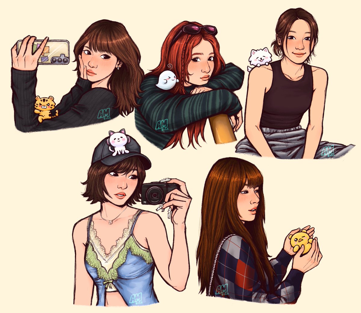 s1lenthills's tweet photo. the fimmies with their little characters :p 
#lesserafim #procreate https://t.co/npJD2XJCSn