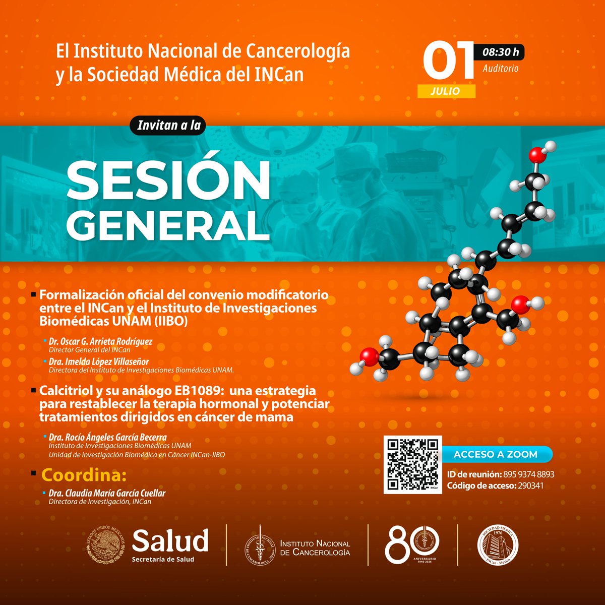 SocMedINCan's tweet photo. Nos vemos este miércoles a las 8:30 en el Auditorio del INCan. 

¡Te esperamos!

#medicina #investigacion #biomedicas https://t.co/GcDSCNWSsm