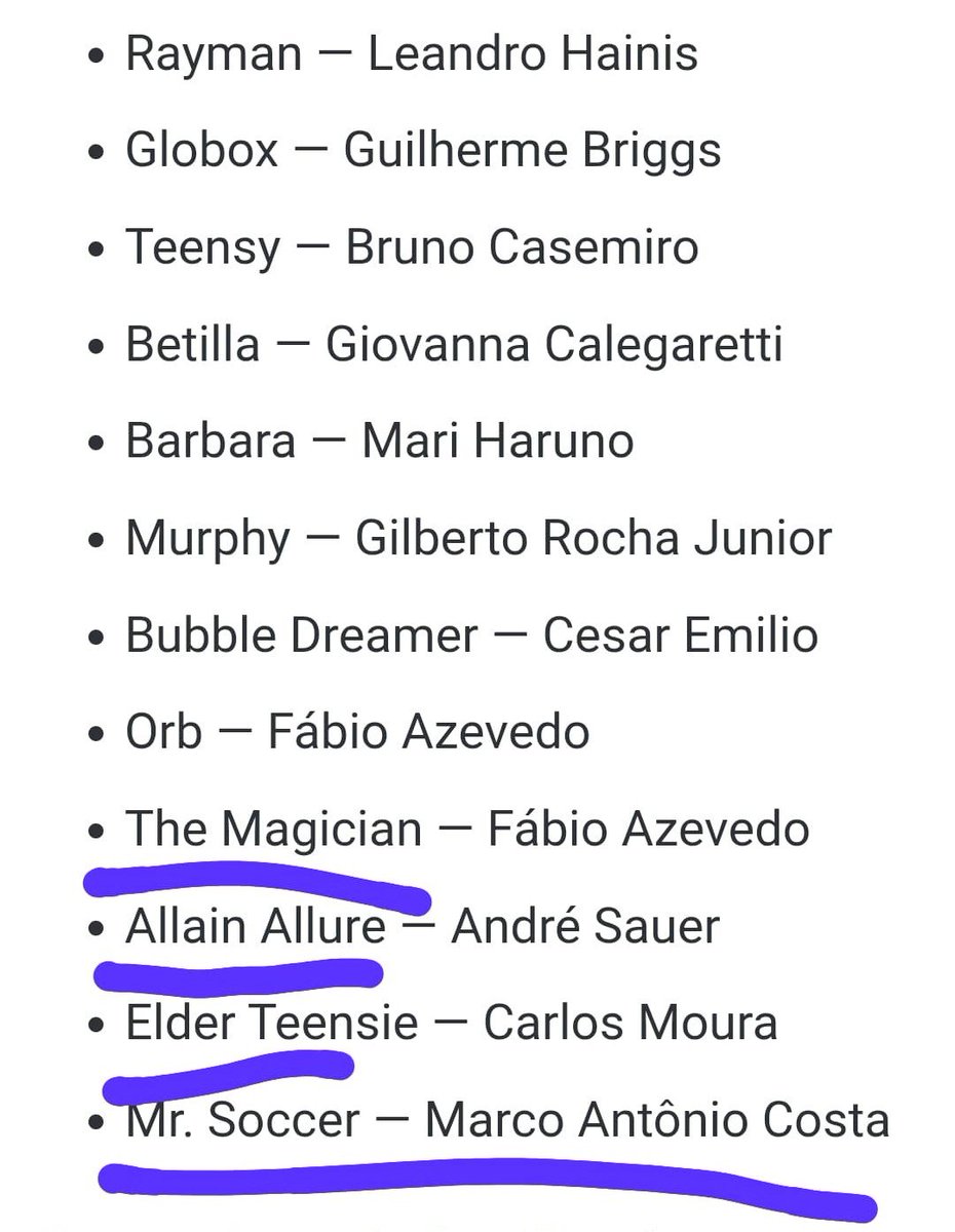 SaladaFlores69's tweet photo. a Ubisoft Brasil sem querer acabou vazando o elenco de personagens do Rayman Legends Retold 

os Highlights vão para:
-Orb
-Allain Allure
-The Magician
-Elder Teensie
-Mr. Soccer (??????)
#Rayman #Ubisoft https://t.co/WXUYfRrwYI