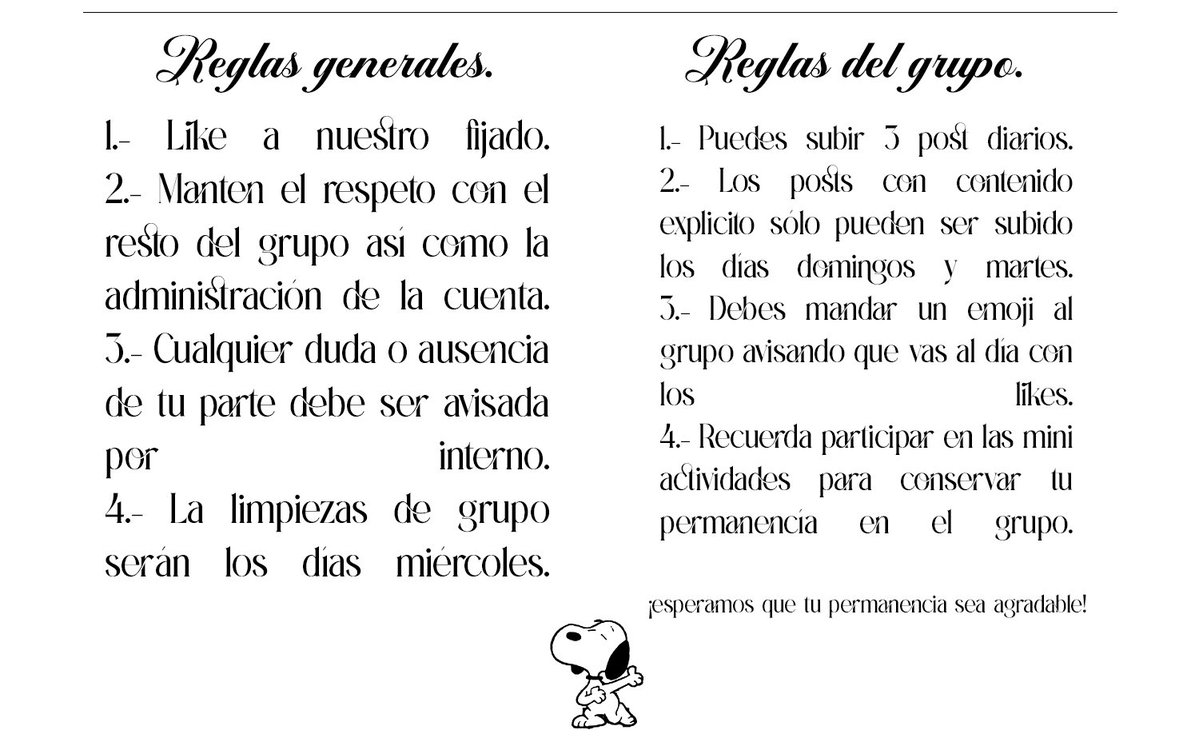 snupismg's tweet photo. ㅤㅤㅤㅤㅤㅤㅤ⋮ ⌗  reglas generales y grupales. https://t.co/zCIfw9maE8