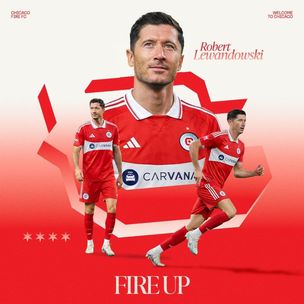 junub90361's tweet photo. 🚨 OFFICIAL | DONE DEAL

Chicago Fire FC have completed the signing of Robert Lewandowski on a two-year contract. 

The deal has now been officially confirmed.

#ChicagoFire #RobertLewandowski #TransferNews #MLS #JunubSportNetwork https://t.co/dzYGH2Y5fV