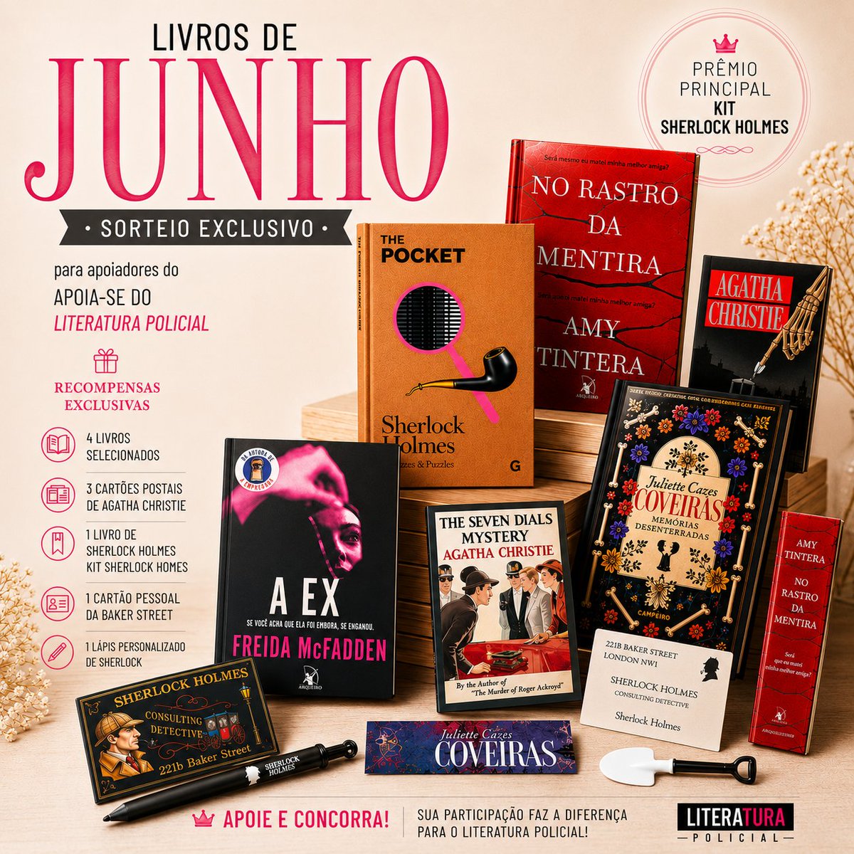 literapolicial's tweet photo. Amanhã tem sorteio no Apoia-se de junho, são as últimas horas pra participar! Só tem livro lindo.

Concorre aqui: https://t.co/3HH26RwnkO https://t.co/faK1IxC1Oh