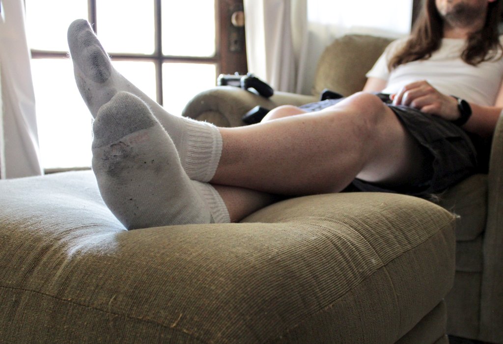 ConnerKillroy's tweet photo. Finally home. What a hot day 🥵 
#socks #hanessocks https://t.co/J4YKdeuIOt