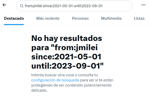 Lautafym's tweet photo. 🚨NO RESISTE EL ARCHIVO

Javier Milei borró más de dos años de posteos en X.

Lo hace sabiendo que no resiste ningún tipo de archivo y para que no auditen su discurso público. https://t.co/PLefm28oi1