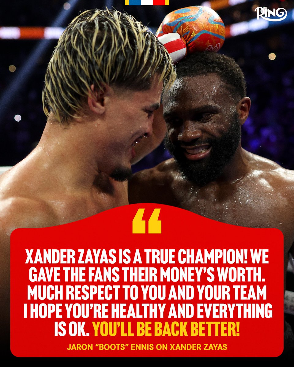 ringmagazine's tweet photo. Pure sportsmanship from Jaron Ennis after his fight with Xander Zayas 👏 https://t.co/XwDnDnutPN