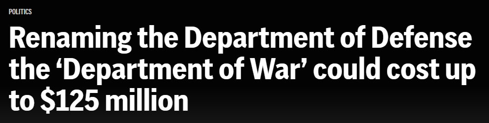 RepJohnLarson's tweet photo. Donald Trump and Pete Hegseth want Congress to approve their "Department of War" name change at the Pentagon, which could cost taxpayers up to $125 MILLION!

My amendment would stop this absurd waste of money. You shouldn't be on the hook for the President's vanity projects. https://t.co/fu9Su6h4Bx