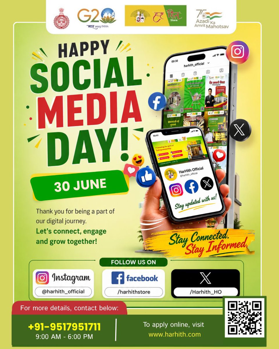 Harhith_HO's tweet photo. 📱 Happy #WorldSocialMediaDay!

At Har-Hith, every post connects people with opportunities, entrepreneurship, and growth. Thank you for being part of our digital journey.

Stay Connected. Stay Informed. 💚

🌐 https://t.co/H68eFUPLWz

#HarHith #DigitalIndia #Haryana #SocialMedia https://t.co/PeHMxas7Si
