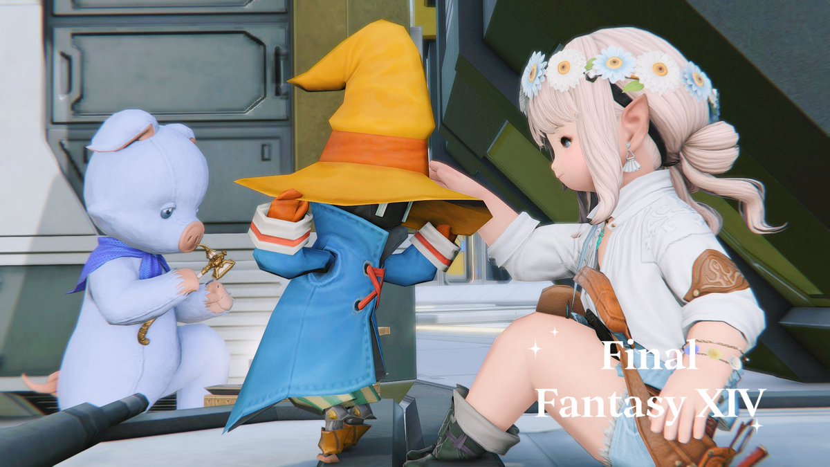 meru_ff14's tweet photo. おすすめされたFF9が無事終わりました。
10が好き！ってずっと言ってきたけど同じくらい9もすき。こえたかもしれない？
ビビのことももっと好きになりました。
終わった記念にずっと見守ってくれてたかわいい豚さんとギギでΣp📷ω･´)
#FF14 #FF14SS #ララフェル https://t.co/t6Mc86e4pG