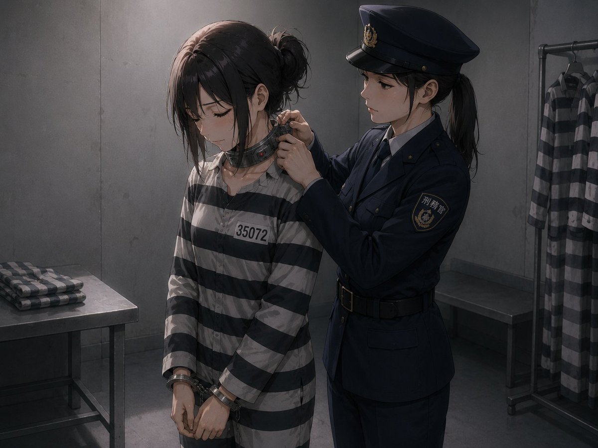 sendaengine's tweet photo. 面会個室で、我が子と触れ合う女囚。
優良囚だからこその待遇。
だが、その首には万が一を考えて装着された、機械の首輪。
「それ、何？首輪？手の鎖も……」
子供の無邪気な質問に、苦笑いするしかない…… https://t.co/wdosei81eo