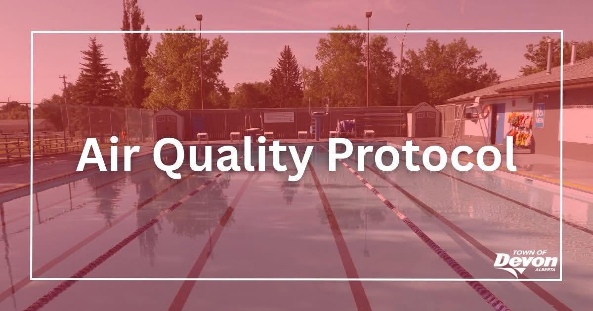 TownofDevon's tweet photo. 🚨 Air Quality Update – Devon Community Pool 🚨

Current AQHI: 6. We're monitoring conditions closely.

🌫️ AQHI 7–9:
➡️ Swim lessons cancelled
➡️ Lane &amp; public swim continue

🌫️ AQHI 10+:
➡️ Pool closed
➡️ Spray Park remains open

Live AQHI: https://t.co/fXwb3fv6a6 https://t.co/i4X6mGeTsg