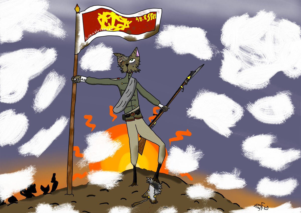 Stetchfloor's tweet photo. Long Live the Gattion! :Finished on Apr 16, 2026:

(disclaimer this art isn't meant to preach an ideology to others its only meant to be a work of Historical-fantasy inspired by events from our world in the lens of a fictional one.)

#HistoricalFantasy #artㅤㅤㅤㅤ https://t.co/EdeIFdtoid