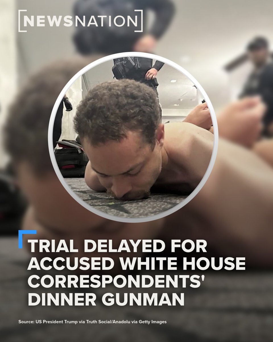 NewsNation's tweet photo. On Monday, prosecutors and the defense for Cole Allen, the accused White House Correspondents' Dinner gunman, agreed to pause the speedy trial clock. This will give both sides more time to review evidence in the criminal case. A judge is expected to set a trial date at the next hearing in August.
More: https://t.co/ZoZvMll9ZV