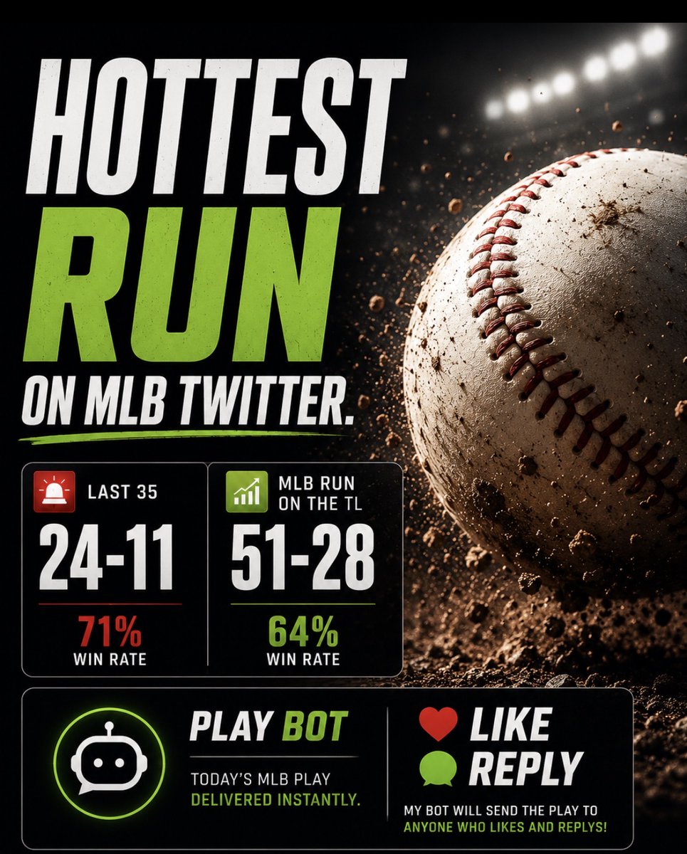 CentralCapper's tweet photo. Hottest Run On MLB Twitter!

🚨 24-11 L35 (71%)
💰51-28 MLB run on the TL (64%)

My bot will send the play to anyone who LIKES and REPLYS on this tweet. https://t.co/kDGeMsekkY