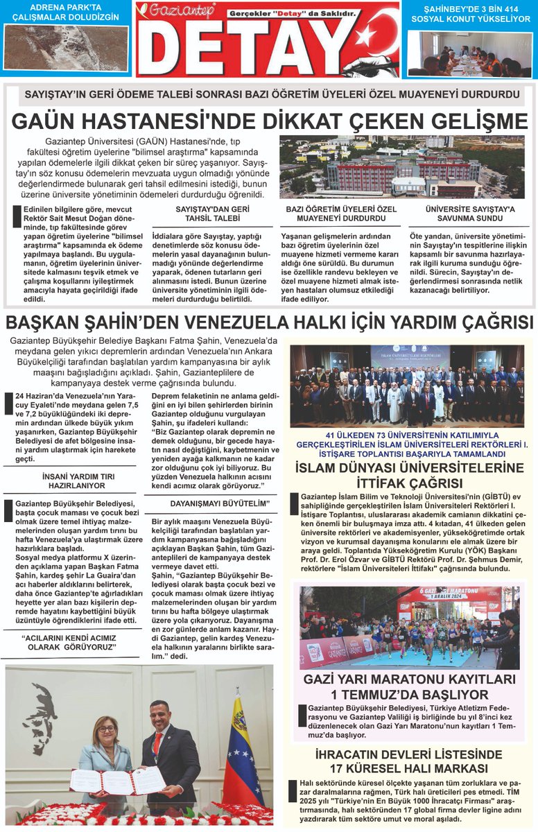 detaymehmet's tweet photo. Gazetemiz.
#Gaziantep #Turkiye #Salı @gaziantepUniv @GaunHastanesi @GaziantepBeld @Gibtuni #gaun #saglik @tcbestepe @RTErdogan @YuksekogretimK @erolozvar https://t.co/OlKzMBLyYL