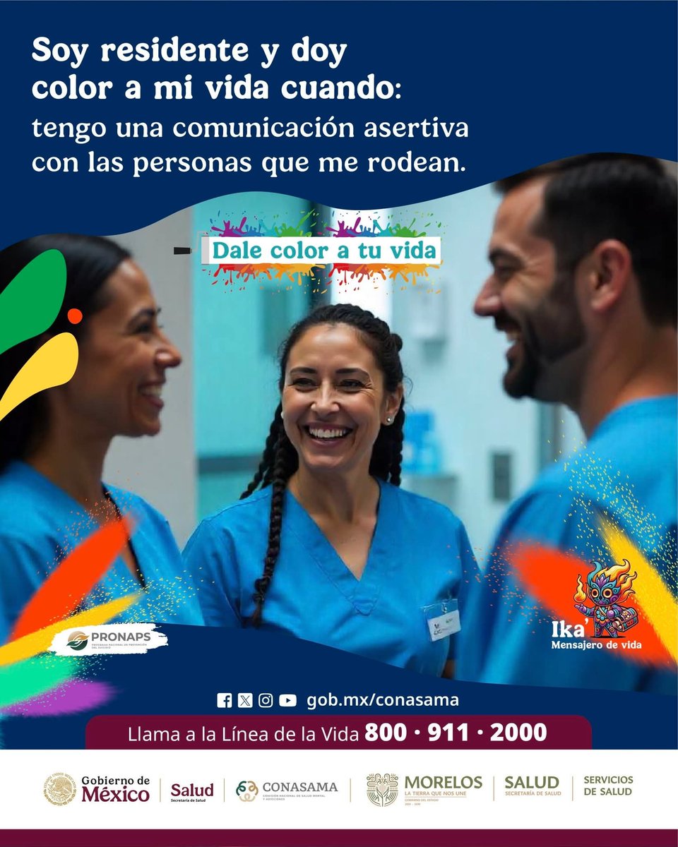 HnmMorelos's tweet photo. ¡La salud mental del personal de salud también cuenta!
Soy personal de salud y doy color a mi vida cuando: priorizo mi salud mental, tanto como la de mis consultantes. Llama a la línea de la vida si necesitas apoyo 📞 800 911 2000.
#DaleColorATuVida #LaTierraQueNosUne https://t.co/b447phq5A8