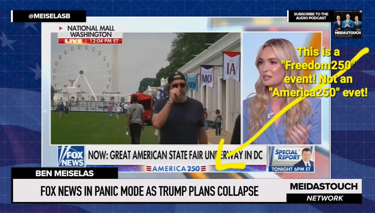 BeavisAsk's tweet photo. @Acosta Will #FoxNews be sued for blatantly deceiving the American public & feeding its viewers with deliberate misinformation?
The great (failed) fair, is a Trump MAGA "Freedom250" organised event!
Not! a completely separate entity & official organised "America250" event!
#StopTheCon https://t.co/A6z6oIwcff
