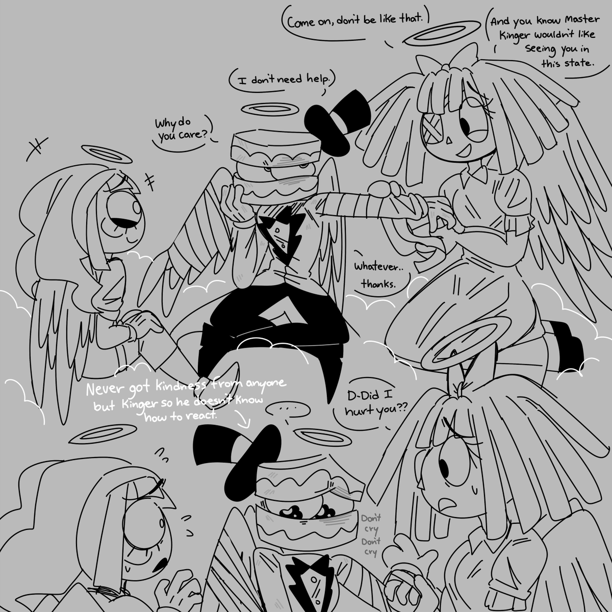 kokoorok's tweet photo. CW violence Angel AU
Angel Pomni and Caine with Ragatha! (2/2) #tadc https://t.co/19hB5ad9K4