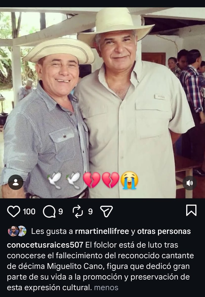 JoseRaulMulino's tweet photo. Lo lamento mucho. Humilde y gran trovador. Gran panameño. Mis respetos a su familia y al folclore patrio. QEPD. 🙏🏻 https://t.co/0qlsv4BFuO