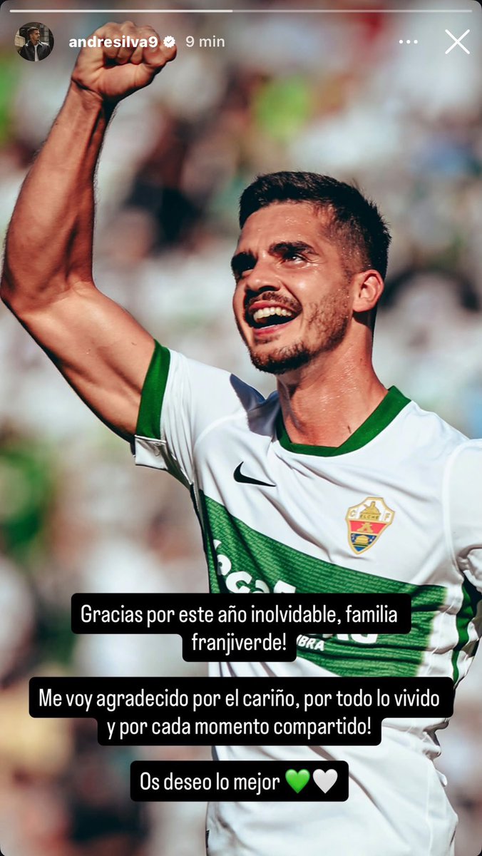 pasionfjv's tweet photo. André da Silva se despide del #ElcheCF a través de sus redes sociales:

“Gracias por este año inolvidable, familia franjiverde.

Me voy agradecido por el cariño, por todo lo vivido y por cada momento compartido.

Os deseo lo mejor💚🤍” https://t.co/x3ywnNIx1F