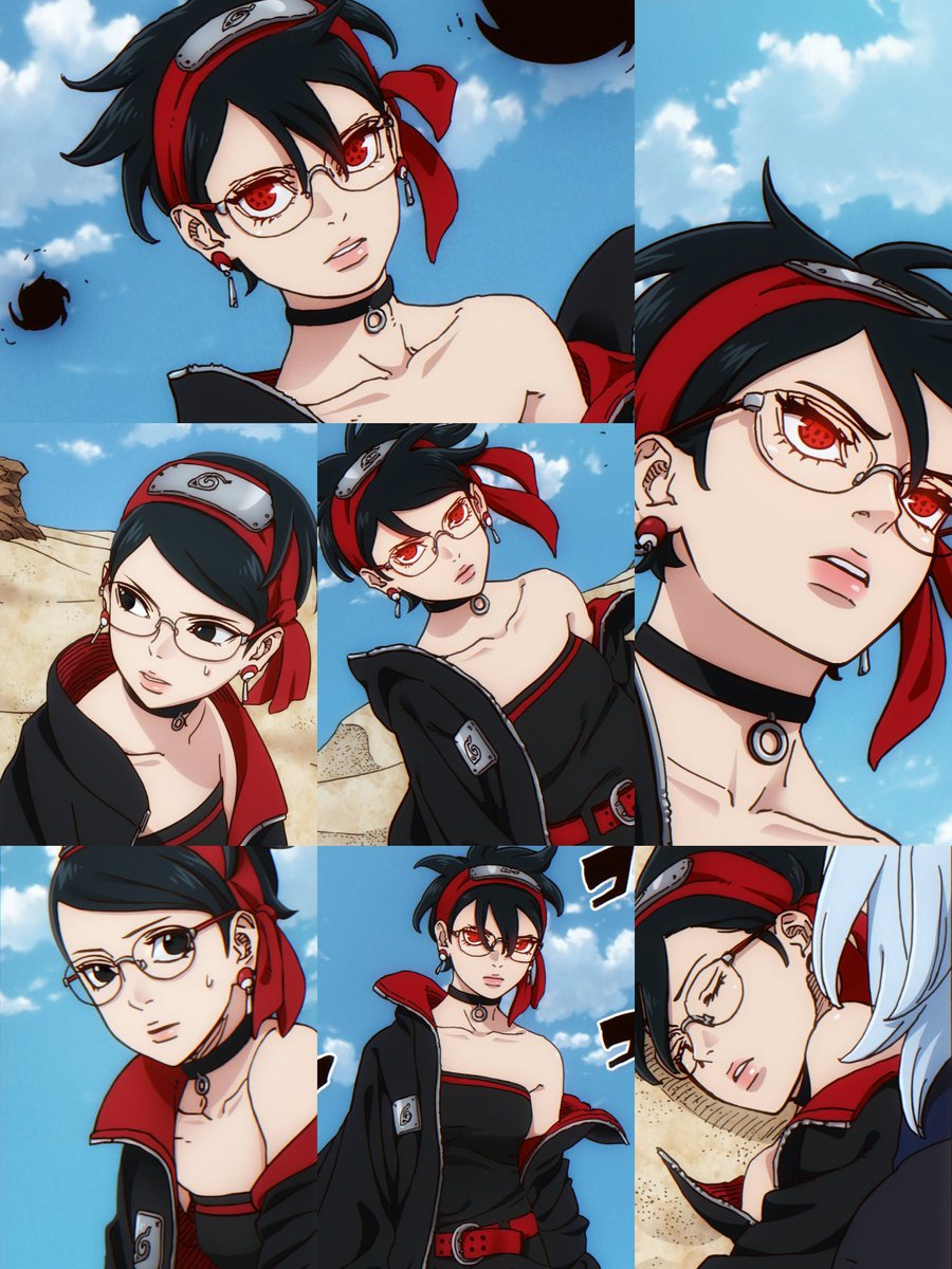 DevilbonaXx's tweet photo. I remember just how ugly the AI redesigns of Sarada were, they got so mad just because her shoulders and legs weren’t covered so they turned her into some random girl who wore thick glasses and a hideous “ninja” outfit 😭

The original mogs so badly, what was the vision? 😹 https://t.co/z35s2o7TPS