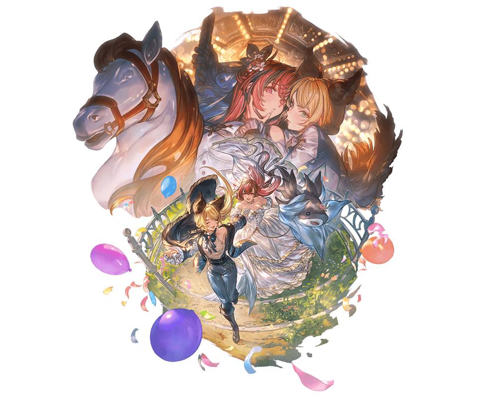 granblue_en's tweet photo. Formal Meg and Mari's full art before uncap https://t.co/gunMhYTKh5