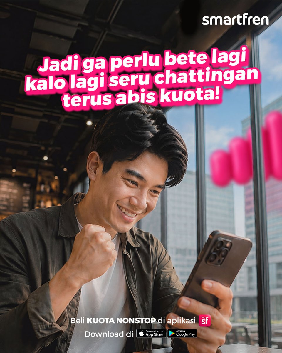 smartfrenworld's tweet photo. Kuota abis pas butuh-butuhnya udah gak panik. Kuota Nonstop SMARTFREN, kuota utama habis, akses Nonstop nyala otomatis internet tetap jalan sampai masa aktif paket habis🙌

Caranya gampang via MySF. Yuk, anti panik kuota habis 💪🩷
#SMARTFREN #JagoanSinyalSeIndonesia https://t.co/XpkiJaxPV7