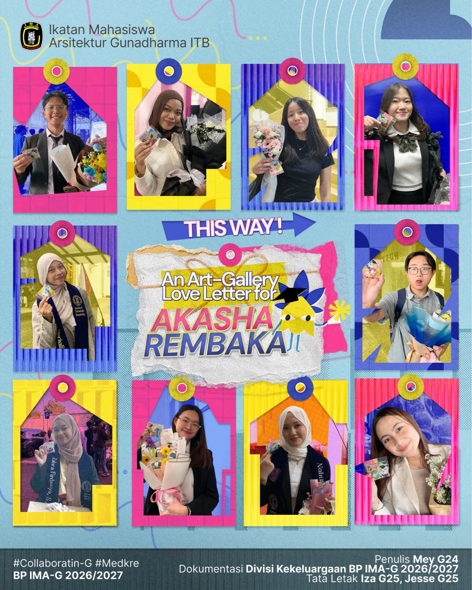 ima_gunadharma's tweet photo. Collaboratin-G: An Art-Gallery Love Letter for Akasha Rembaka💌

Teruntuk Akasha Rembaka dan kakak-kakak lainnya, selamat telah menyelesaikan sidang Tugas Akhir🎉 Terima kasih telah berjuang hingga akhir!

Selengkapnya di:
https://t.co/wG6iYCv3VO https://t.co/RDdmkFv4Io