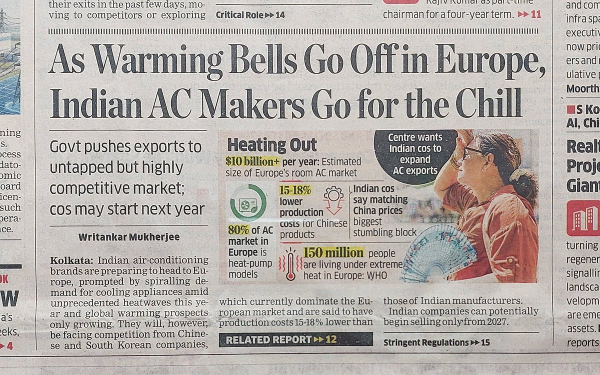 SarcarSudip's tweet photo. India exporting ACs to Europe. That's the 21st-century version of hauling coal to Newcastle—except this time, Newcastle wants the cooling.

@dpiitgoi
@myvoltas
@bluestarltd
@MyLloydIndia
@BJP4India

#MakeInIndia https://t.co/DDMUO3zzM6