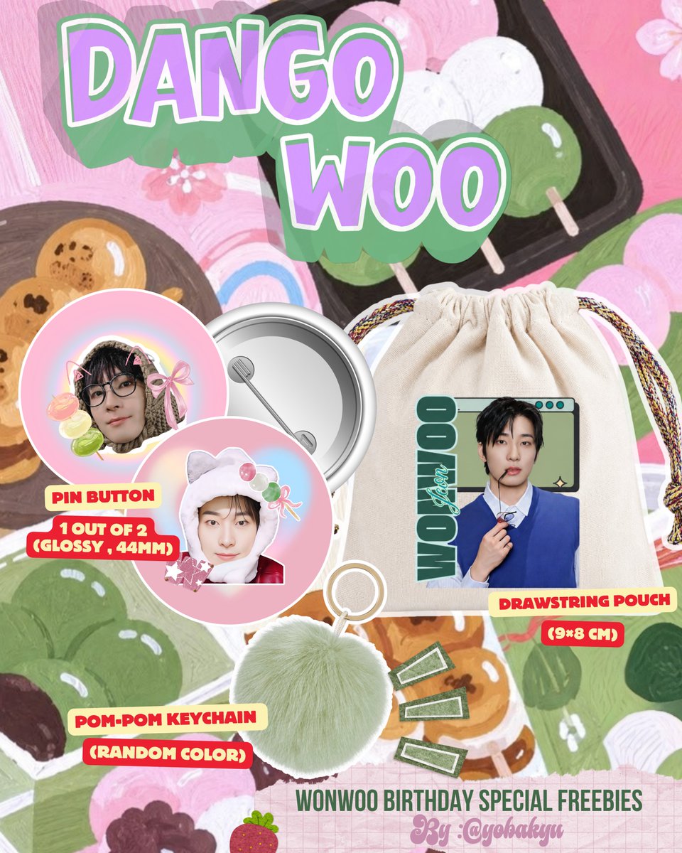 yobakyu's tweet photo. 𝜗ৎ WONWOO BIRTHDAY ONLINE FREEBIES ᯓ★

🍡 dango woo is finally here!

❥ like + repost 
❥ no refund
❥ please don't resell or claim these freebies as your own

🔗https://t.co/SFgYdCPp60
link will open on 7 July (7.7) at 19.30 WIB

𖹭limited quantity.
good luck, carats!💎 https://t.co/tL52YshPqK