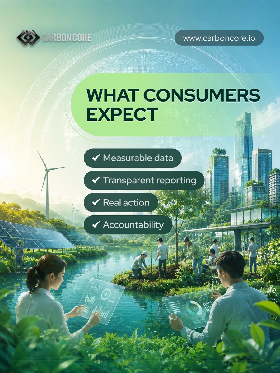 CarbonCoreIO's tweet photo. 📊 ESG: Consumers want proof, not promises

Greenwashing concerns are rising. Today, brands need measurable data, transparent reporting, and real accountability—not vague sustainability claims.

At CarbonCore, trust starts with verifiable climate action.

#CarbonCore #ESG #MRV https://t.co/vNET3gw5iQ