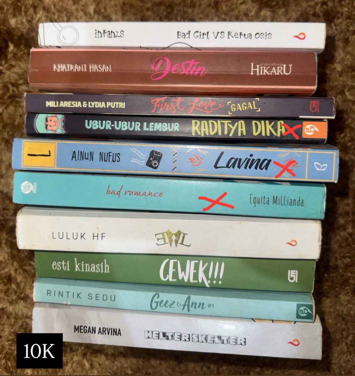 pastwearr's tweet photo. WTS novel preloved serba 10K 📚✨
• minus buku sudah menguning
• semua novel 10K aja
• bisa oyen🍊 atau tf manual
Beli 3 buku free 1
(bebas pilih novel apa aja) 🎁
dm for details & judul available 💌
#wts #novel #prelovedbook #zonauangㅤ #wtb https://t.co/ox9pkt3x3C