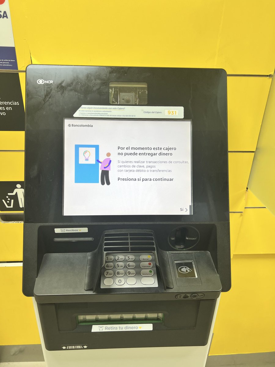 EloyRuizC's tweet photo. @Bancolombia Sahagún Cordoba todo el Fin de semana los 4 cajeros fuera de servicio. Que hacemos ? Hijos de su mamá. https://t.co/8ffzu9cpoY
