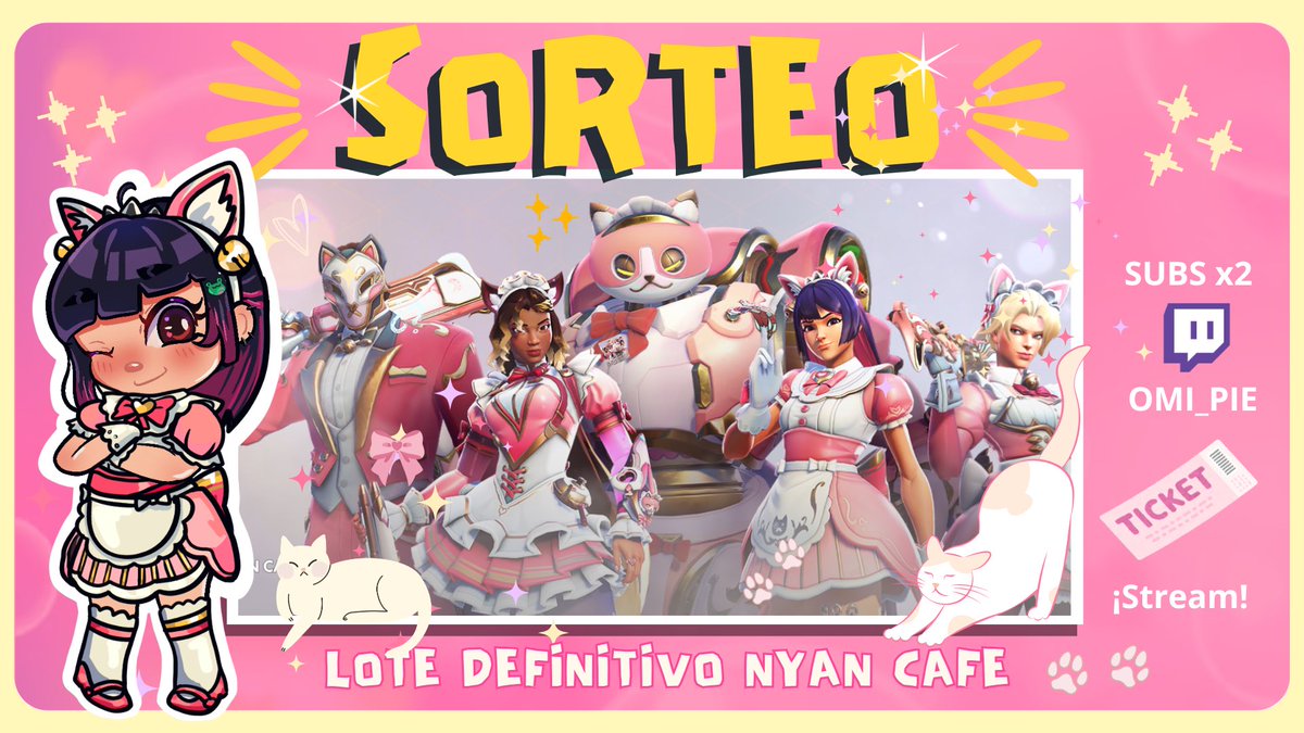 naomiipie's tweet photo. #Giveaway 
LOTE DEFINITIVO NYAN CAFÉ ☕️ 
✅ Sígueme en X y Twitch
✅Menciona a un amix
✅Like y RT
✅CANJEA TICKET en stream!
🌟 SUB de TWITCH DOBLE chance de ganar!
📆 02/07/26
Gracias a BLIZZARD y @OverwatchLATAM por esta colaboración!!

 #OverwatchLATAM #OWLATAMNyanCafe https://t.co/Fw1jPPk7ip