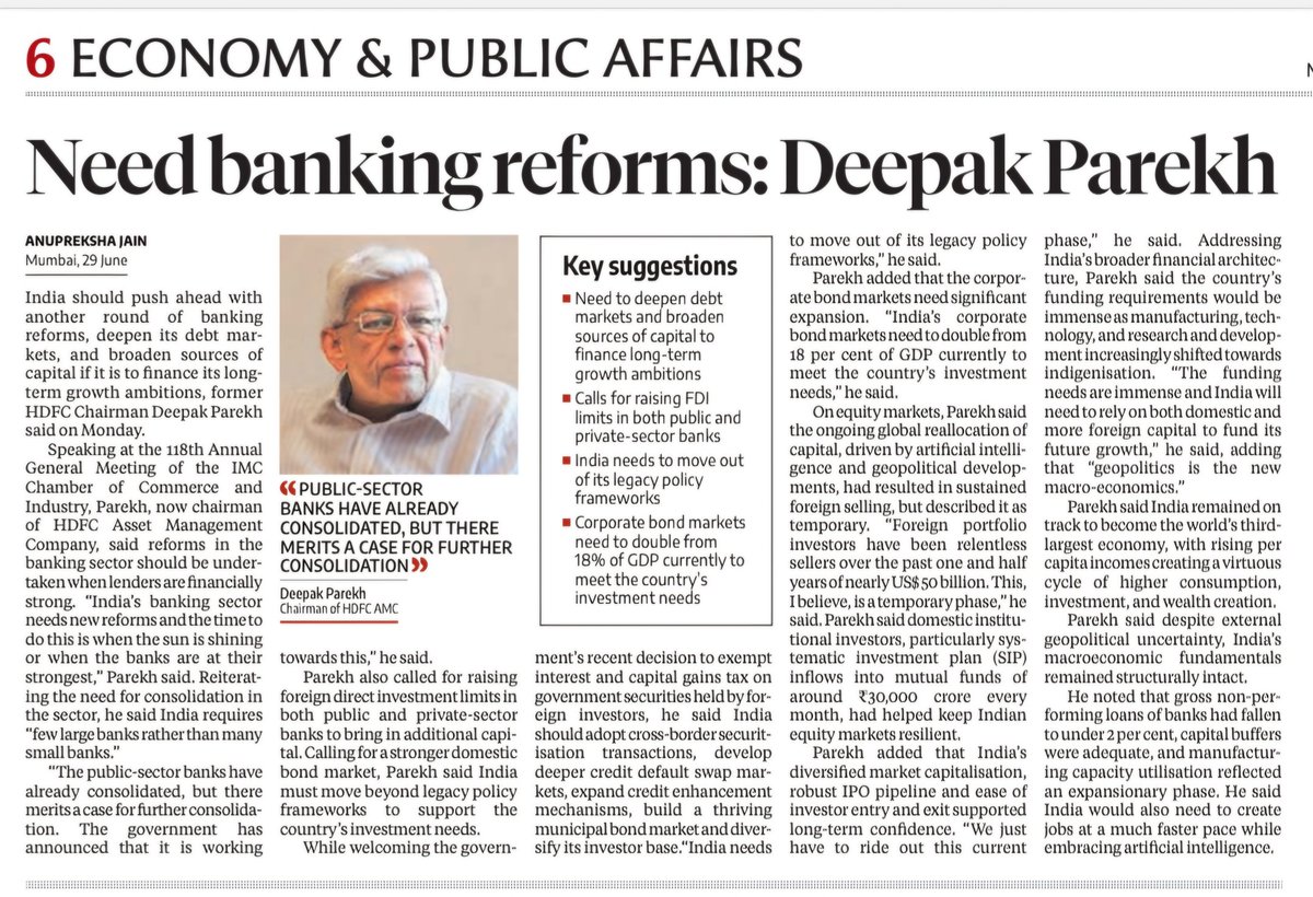 PSBPunch's tweet photo. FDI hikes and killing small banks?

Deepak Parekh's key suggestions are a smokescreen for corporate greed. We need banks for the people, not just investors.
@DFS_India @FinMinIndia @RBI @bsindia https://t.co/3dcSx5kCeN