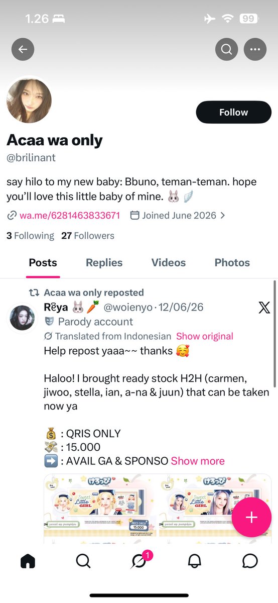 zzxrunaa's tweet photo. Karena dia masih berkeliaran. So aku up lagi ya. Hati-hati buat yang cari jual app prem, joki, jasa-jasa, dll. Dia scammer yaaa guys, penipu. #zonauangㅤ #bealanjaㅤ @brilinant https://t.co/HZasSzGuQl
