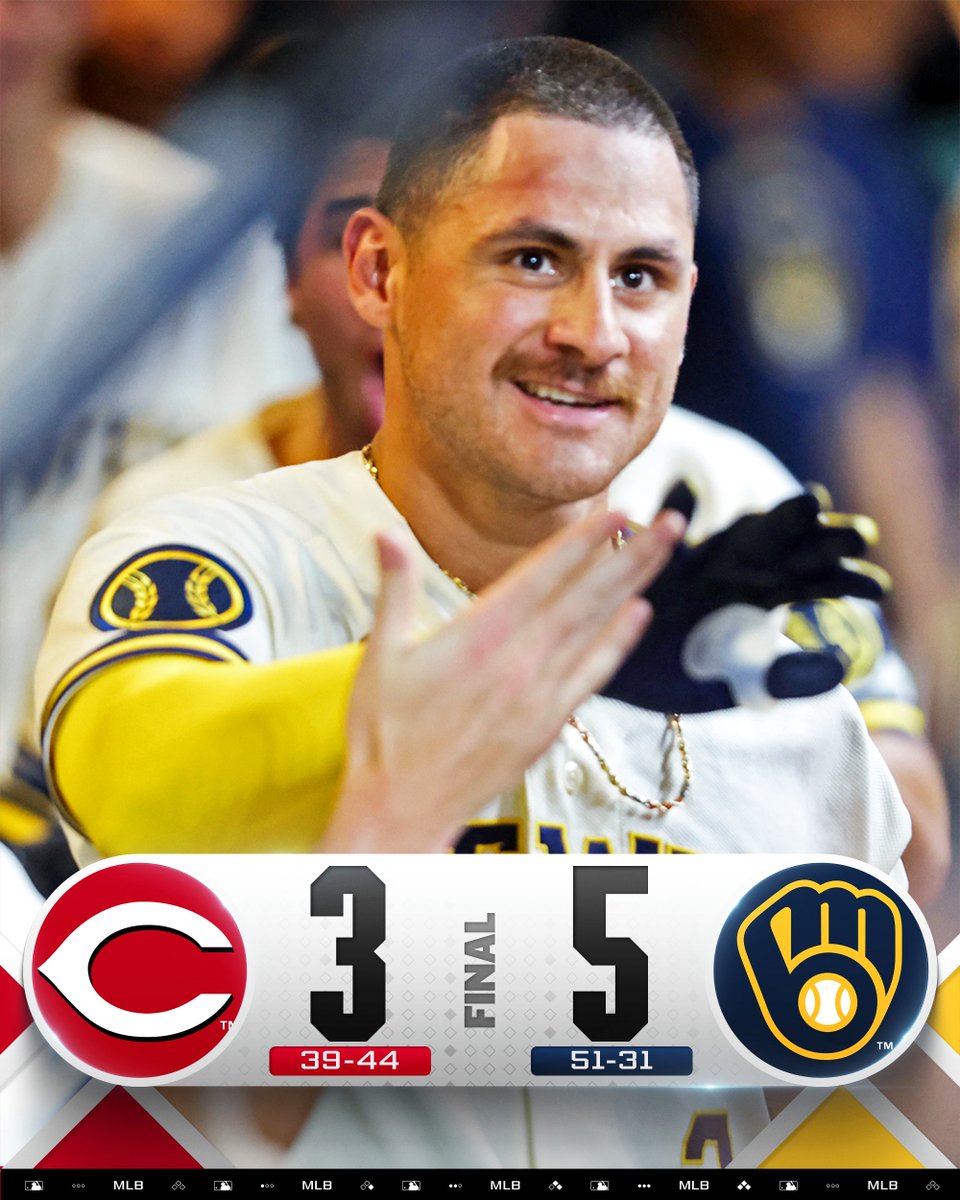 MLB's tweet photo. A go-ahead homer from Joey Ortiz leads the @Brewers to a series-opening W! https://t.co/XBezOMNqaE