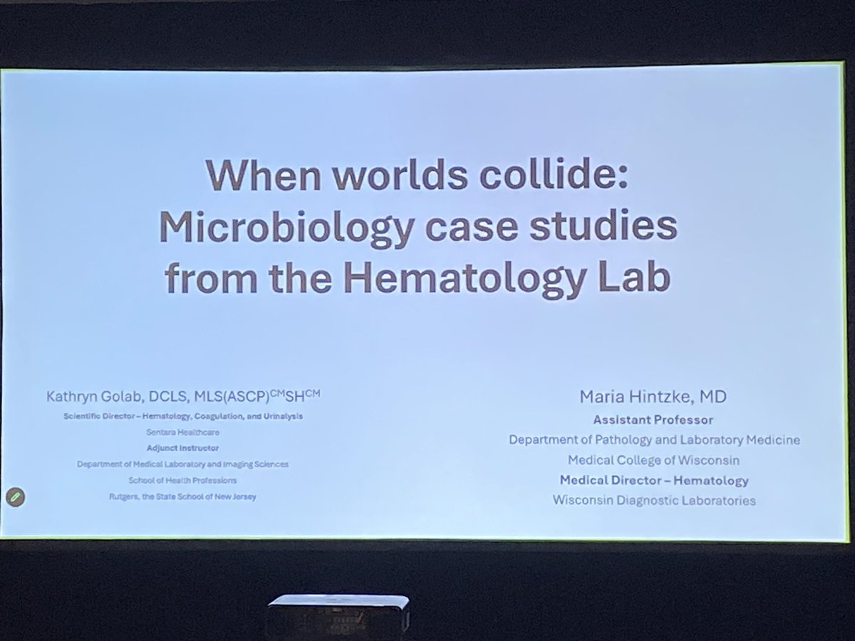 RodneyRohde's tweet photo. Great time today learning about the intersection of #hematology &amp; #microbiology via Dr. @KGolabMLS at the #LabJAM 2026! https://t.co/JGBljym5gE
