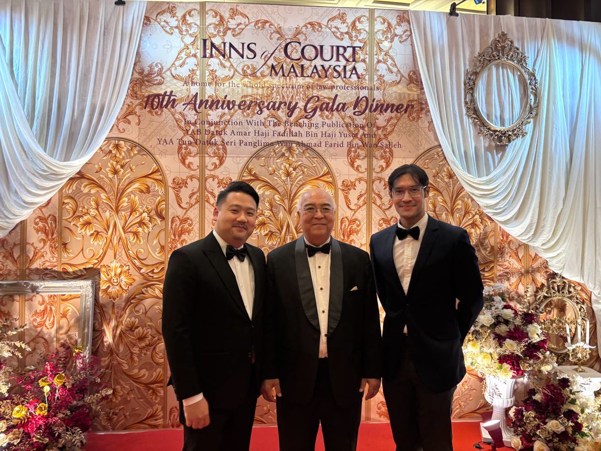 mahwengkwai's tweet photo. Our Consultant, Dato' Mah Weng Kwai, Partner, Michael Koh, and Senior Associate, Edwin Raj, attended the Inns of Court Malaysia 10th Anniversary Gala, held on 27 June 2026 at The Majestic Hotel Kuala Lumpur. https://t.co/JwqH9Aqzsw