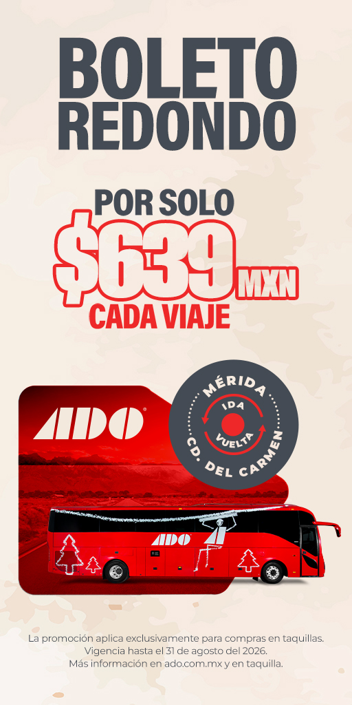 ElMundodeMarcas's tweet photo. 🔥 ¡No dejes pasar esta promoción!

Viaja de Mérida ↔ Ciudad del Carmen por solo $639 MXN cada viaje con boleto redondo.

📍Disponible únicamente en taquillas.
🗓️ Promoción vigente hasta el 31 de agosto de 2026.
#ADO #Promoción #Viajes #Turismo #Yucatán #Campeche https://t.co/JAQxd4ASWa