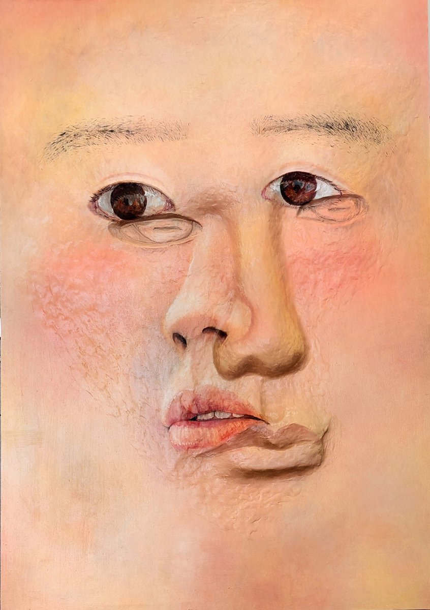 藝大で、揺れる感情が透けて見える絵を作りました #立体絵画 #油彩