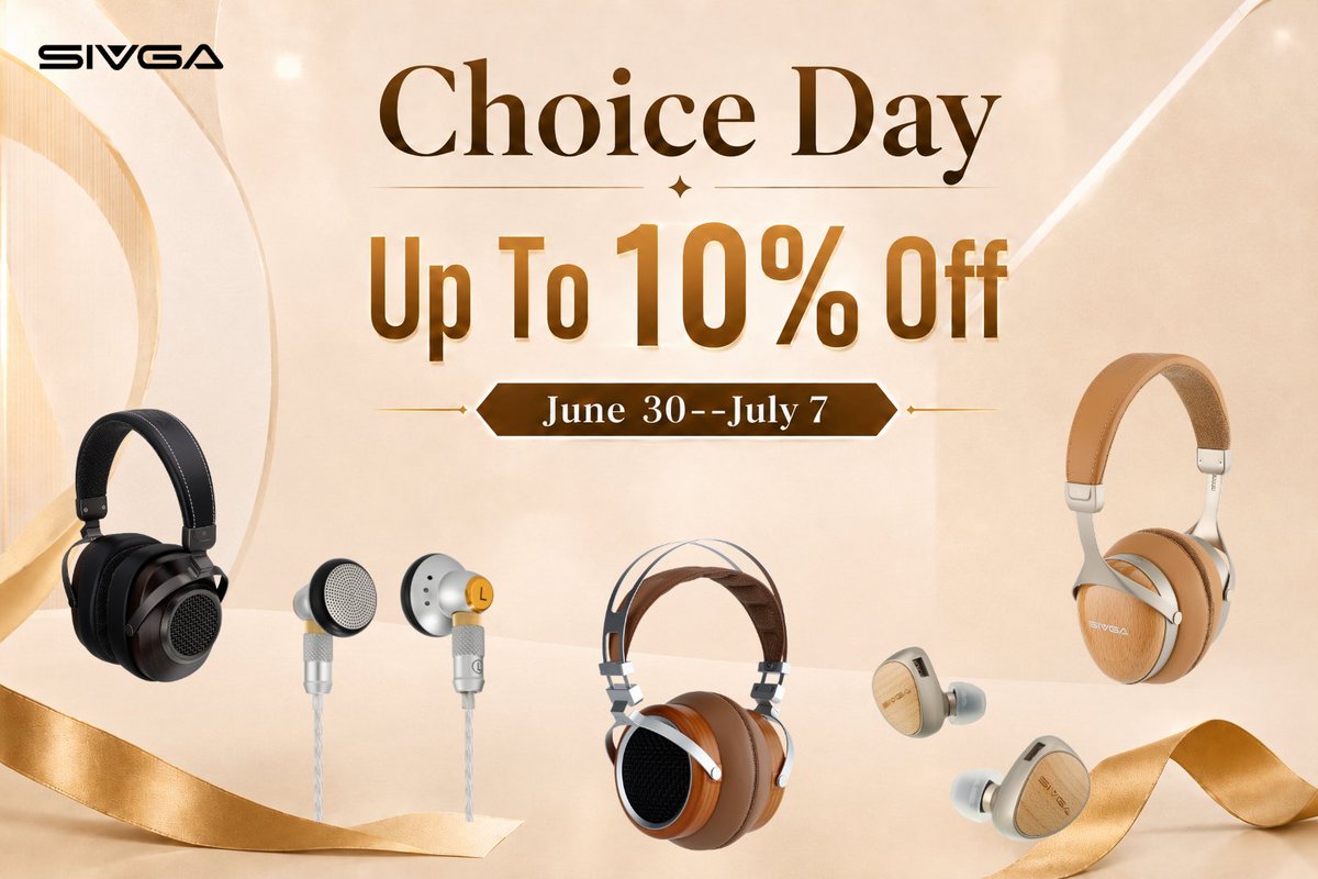sivga_audio's tweet photo. 🎶Choice Day = Better Sound.
🎧Up to 10% off headphones. June 30 – July 7.
👉Don't miss out—save big.
🛒AliExpress Store:
https://t.co/Sw97lK7xye
#Sivga #hifi #headphone #earphone #audio #musiclover #ChoiceDay #discounts https://t.co/9QGnakNcbW