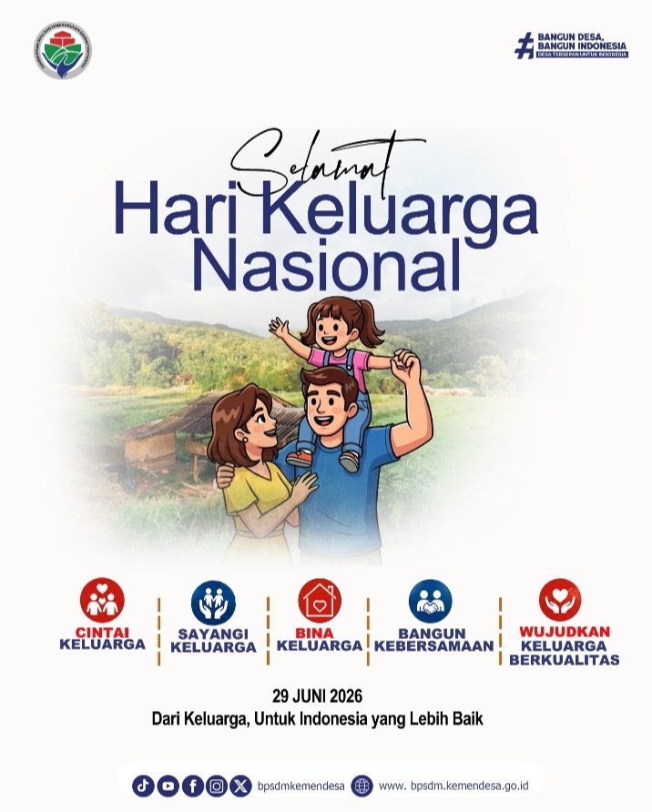 BilwidSaefudin's tweet photo. Selamat Hari Keluarga Nasional 2026

Keluarga bukan hanya tempat pulang, tapi juga ruang pertama   kita belajar memahami dan tumbuh menjadi pribadi utuh. 

Dari Keluarga, untuk Indonesia yang Lebih Baik ✨

#KementerianDesaPDT
#BPSDMKementerianDesaPDT https://t.co/V2xzUn2FZE