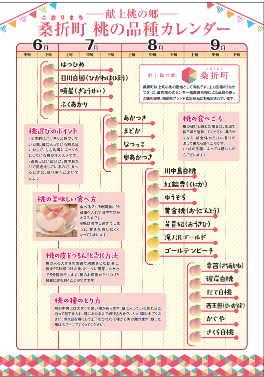 a_lovefukushima's tweet photo. 福島県の桃カレンダー🍑献上桃の里桑折町🍑 https://t.co/haiU3ajWIb