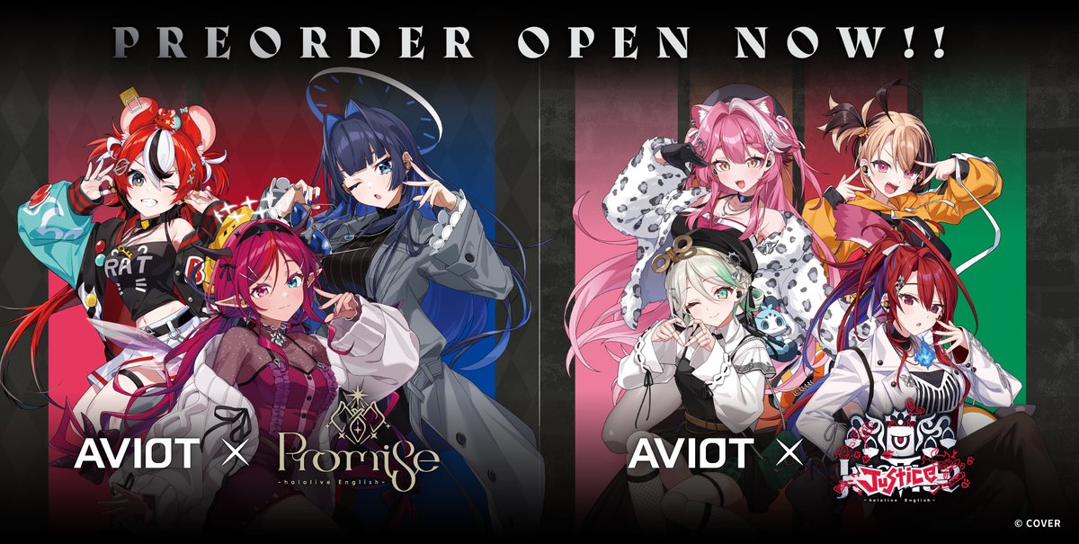 AVIOT_JP's tweet photo. ／
Pre-orders for the AVIOT × hololive English -Promise- & -Justice- collaboration earbuds begin June 30! ❣
＼

Featuring newly recorded original voice lines from Hakos Baelzof, IRyS, and Ouro Kronii hololive English -Promise-, and Elizabeth Rose Bloodflame, Gigi Murin, Cecilia Immergreen, and Raora Panthera of hololive English -Justice-✨

All-Member modes are also included, bringing the total number of voice lines to over 450!

Check out the exclusive illustrated packaging and special edition design 👀

▼ For more details
[Promise] https://t.co/ubMYVaOeAi
[Justice] https://t.co/26GSbv4Y4X

#hololiveEN #AVIOT #hololiveAVIOT 
#holoJustice #holoPromise