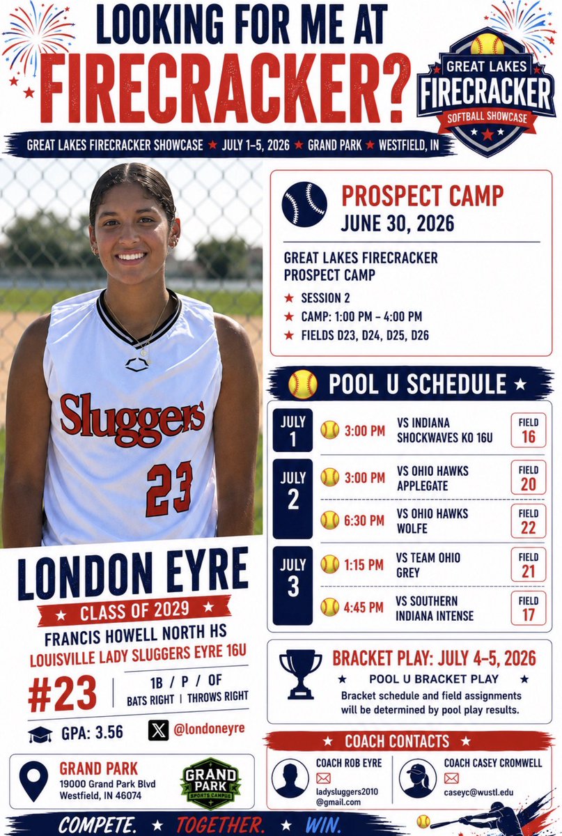 LondonEyre's tweet photo. On the road to Westfield, Indiana! 🚗🥎
Excited for an awesome week at the Firecracker! I’ll be attending the 2nd session of the Prospect Camp tomorrow and then competing in the tournament all week.
My schedule is below hope to see you there! 
@PrepFastpitchSB @GrandParkSports @sluggershuecker @lady_sluggers10
@sluggers_18U @LadySluggersOrg   @sluggernation @AndyPaalhar @_Coachk__ @mic_guthrie @fhnorthsoftball @CoachMikeStl @AllAccessAth @BeThatPlayer1 @CoastRecruits @CoastRecruitsSB @ConnectSports_  @CSA_Athletes @DiamondAddicts
@DirectRecruits @d1vision_sb @D1Softball @gamesondirt @gatorjack72 @Get2CollegAth @IHartFastpitch @LineDSoftball @los_stuff @MaxPreps @MetroSportsSTL @MidwestPremierS @missouri_sports @MSPtakeover @PrepSoftball @ShowtimeSports1 @SBRRetweets @scoreboardguy @SoftballDown @SoftballClips @SportPrepX @SSN_Softball @STLhssports @stltoday @SunilSportsNews @tagupSoftball @TAProfileAPP @TopPreps @UncommittedUTR @USASoftball @USASoftballREC