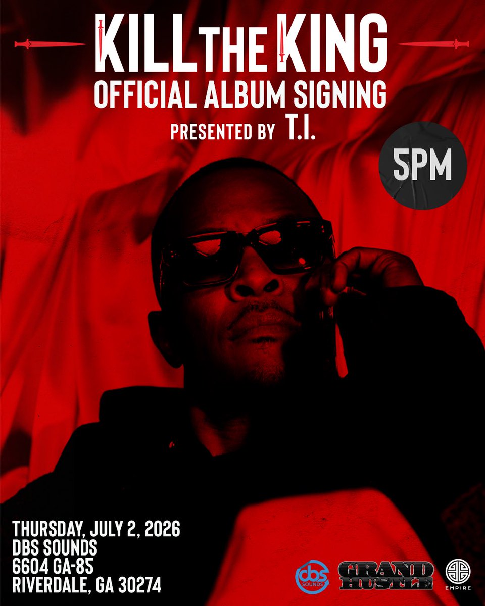 Tip's tweet photo. ATL! Pull up to @DBSSoundsATL this Thursday at 5pm for an exclusive in-store CD signing of #KillTHEKING YKWTFGO 👑🪓 https://t.co/4VRqPjUyRX